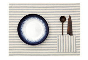 Set of Pocket Placemats - Grey Striped