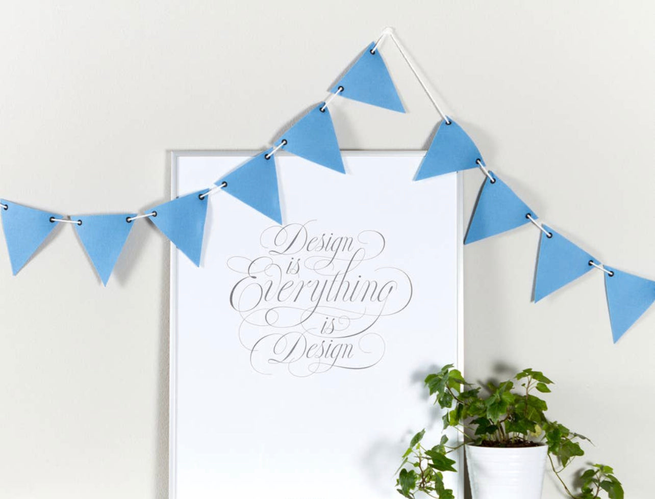 Merino Wool Pennant Flag Garland - Sky