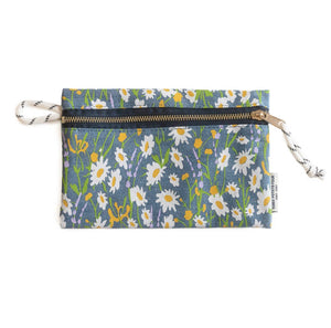 Daisy Garden Denim Zip Pouch