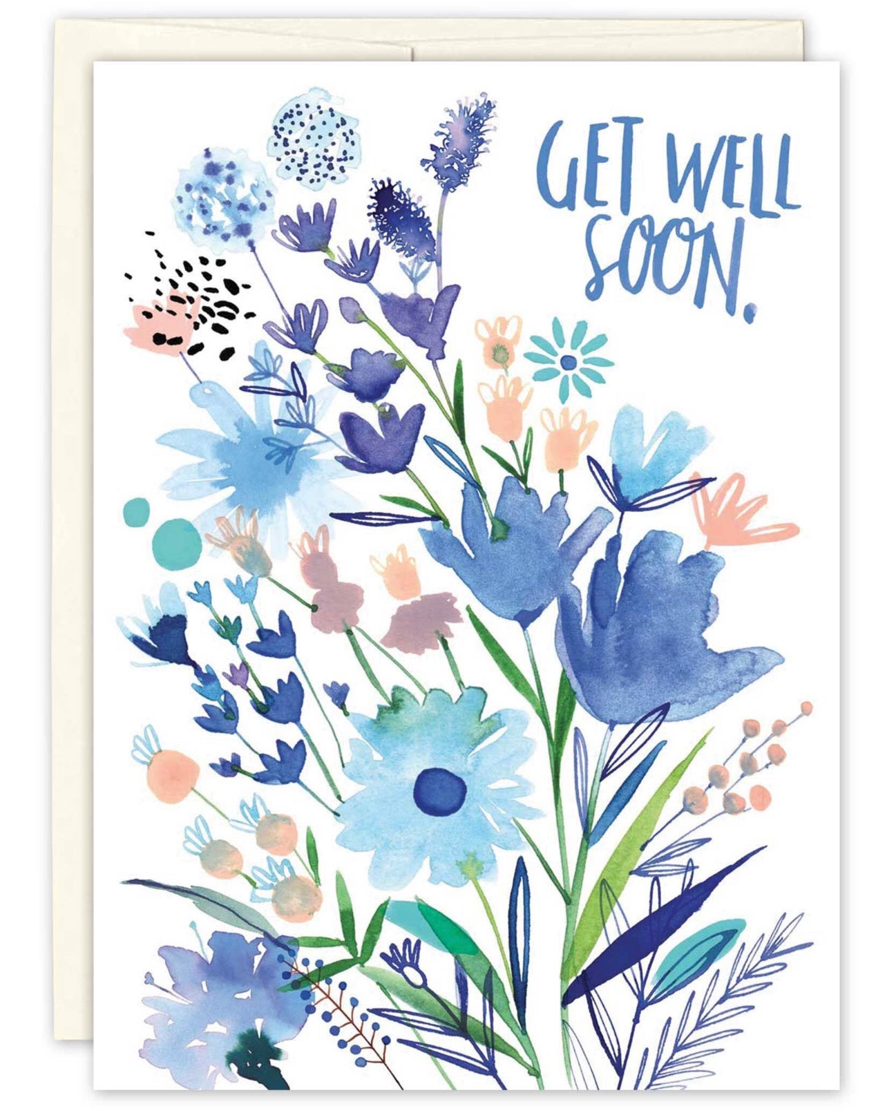 Soft Blues Bouquet Get Well Card