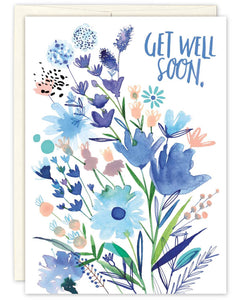 Soft Blues Bouquet Get Well Card