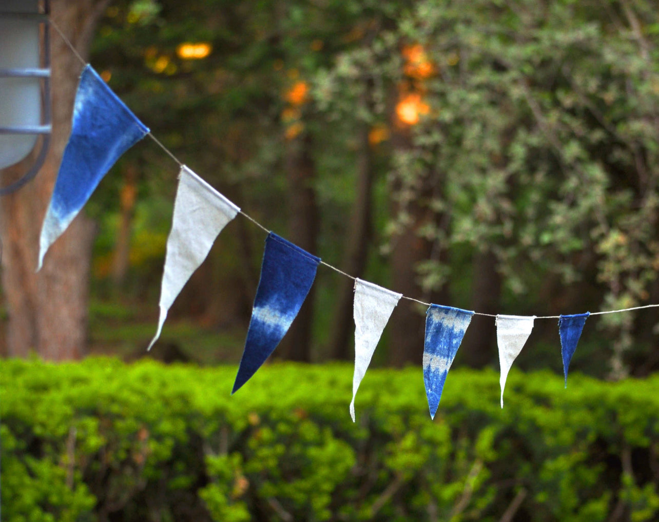 Shibori Indigo Pennant Flag Garland