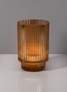 Amber Pleated Glass Bud Vase