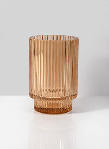 Amber Pleated Glass Bud Vase